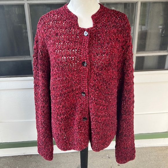 VTG PL Marled Burgundy Cardigan - Picture 1 of 11